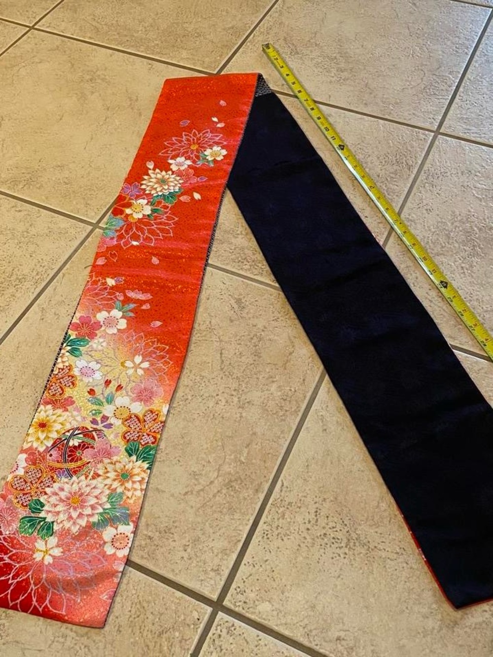 Floral Red and black  Obi Belt Scarf - Women's Accessory